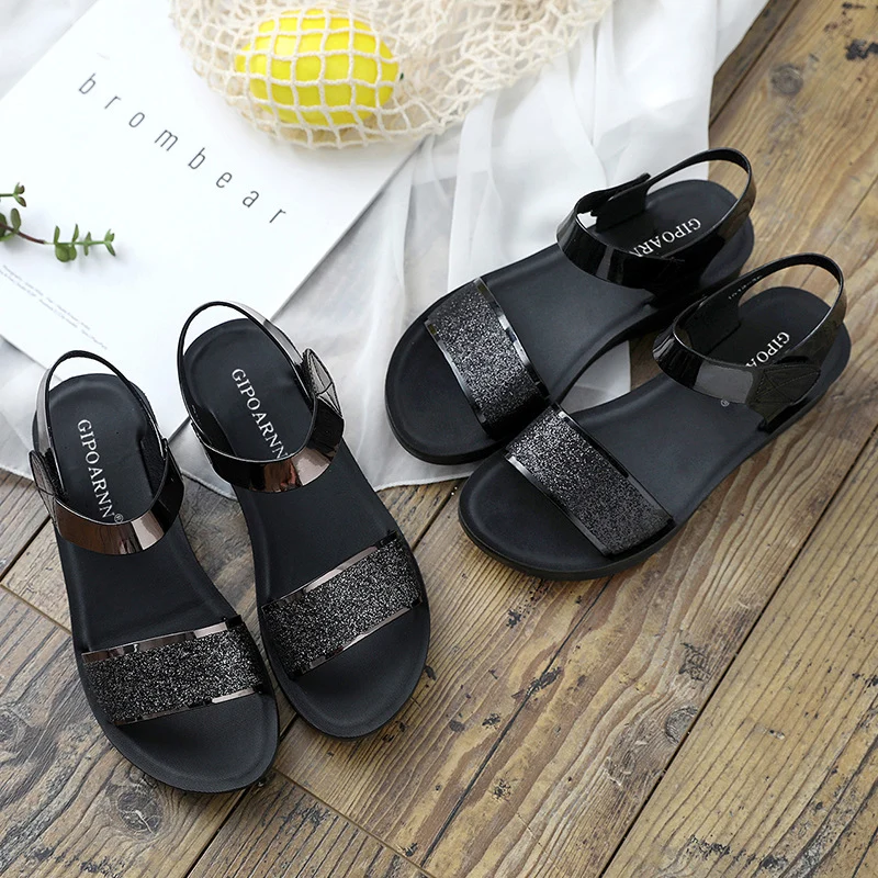 New Summer Flat Women's Shoes for Middle-Aged Women, Mid-Heel 2026 Women's Wedge Sandals for Summer, Mom Sandals with Soft and Thick Soles, Comfortable