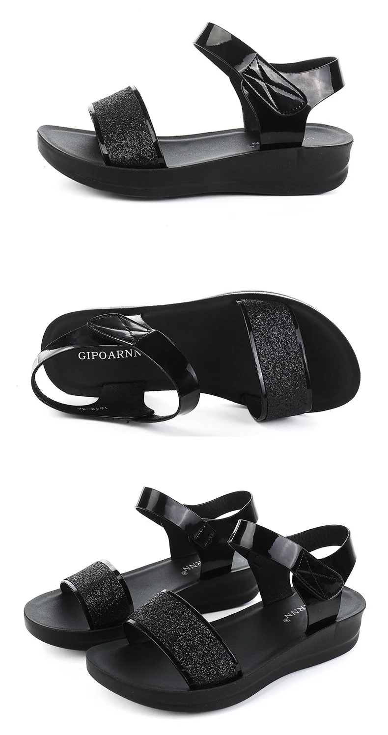 New Summer Flat Women's Shoes for Middle-Aged Women, Mid-Heel 2026 Women's Wedge Sandals for Summer, Mom Sandals with Soft and Thick Soles, Comfortable