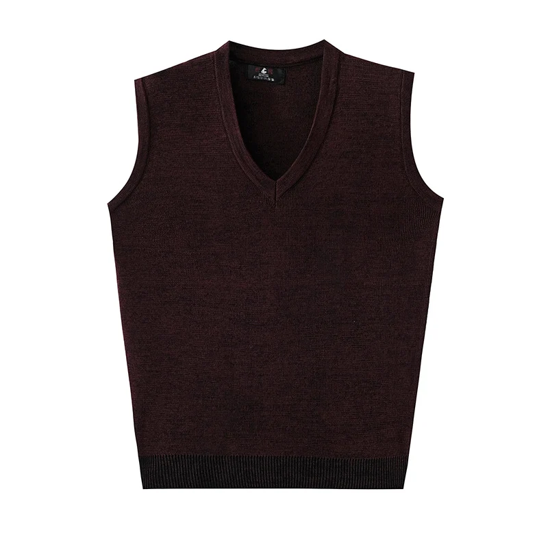 V-Neck New Middle-Aged Wool Vest Gentleman Men's Pullover Knitted Vest Business Knitted Knitwear Sleeveless Men