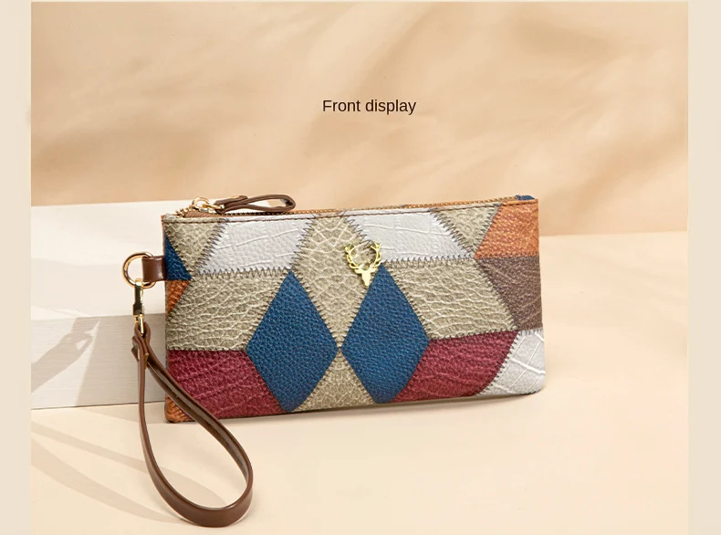New Fashion Small Square Bag, Cross-Border High-End Retro Wallet, Versatile Zipper Bag, Women's Trendy Color-Blocking Clutch Bag