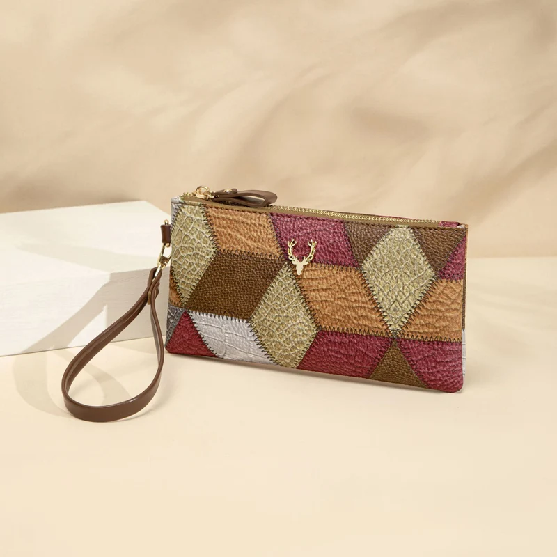 New Fashion Small Square Bag, Cross-Border High-End Retro Wallet, Versatile Zipper Bag, Women's Trendy Color-Blocking Clutch Bag