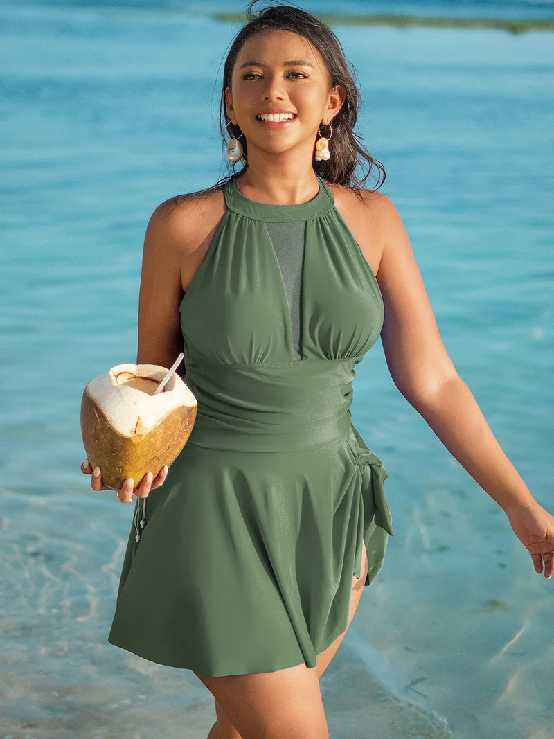 European and American plus size swimsuit women 2025 new Amazon cross-border plus fat plus size swimsuit skirt one-piece swimsuit women