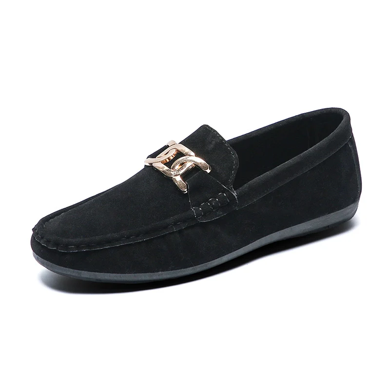 Doudou Shoes Men's Autum 2024 New Frosted Suede Lazy One-Leg Small Leather Shoes Loaf Driving Shoes for Men