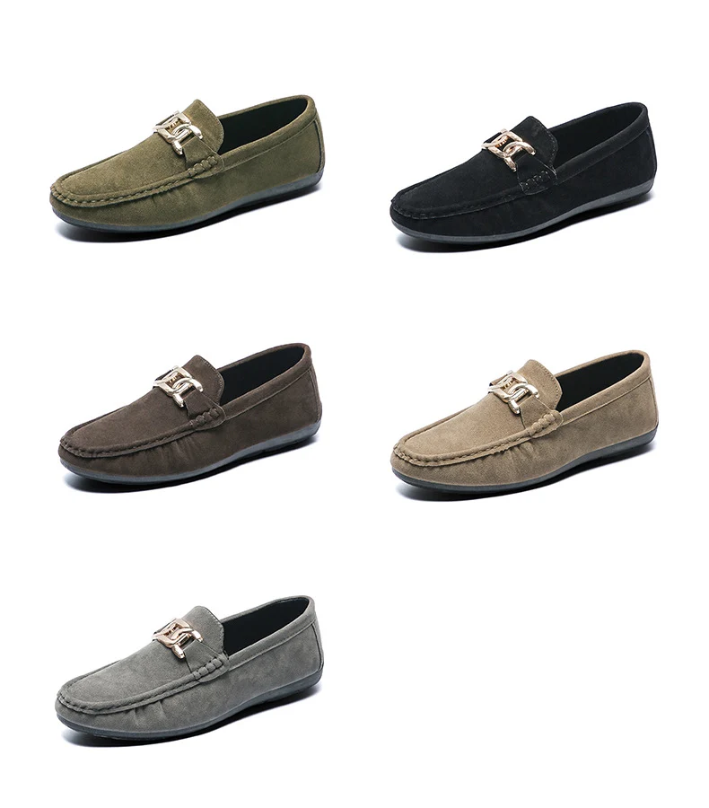 Doudou Shoes Men's Autum 2024 New Frosted Suede Lazy One-Leg Small Leather Shoes Loaf Driving Shoes for Men