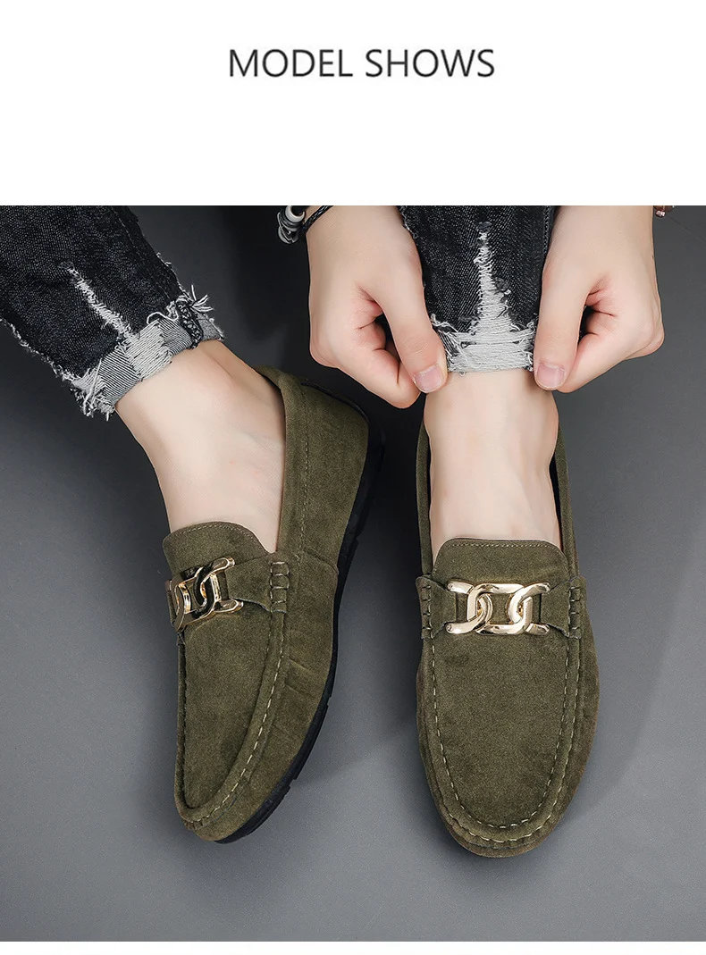 Doudou Shoes Men's Autum 2024 New Frosted Suede Lazy One-Leg Small Leather Shoes Loaf Driving Shoes for Men