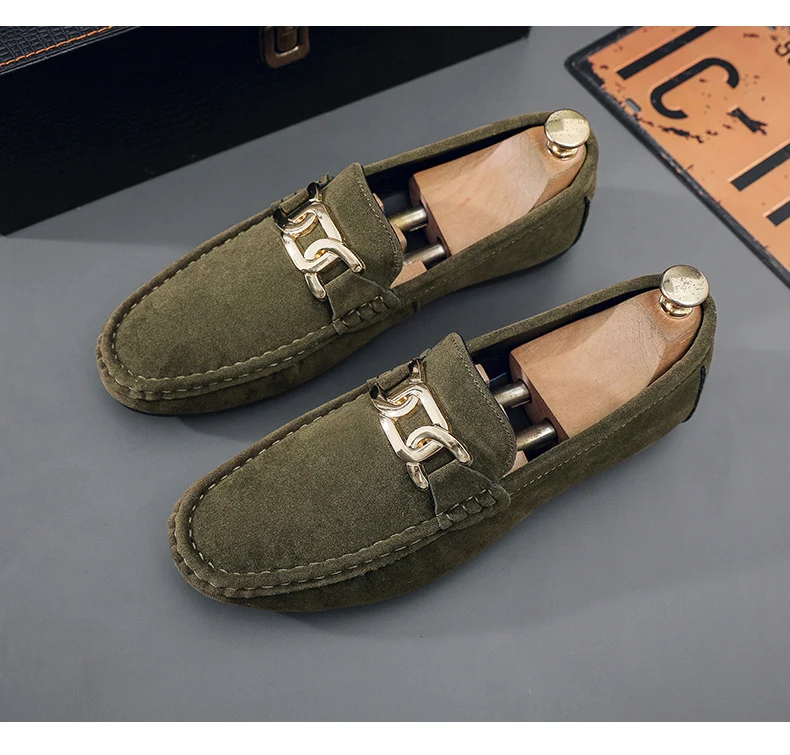 Doudou Shoes Men's Autum 2024 New Frosted Suede Lazy One-Leg Small Leather Shoes Loaf Driving Shoes for Men