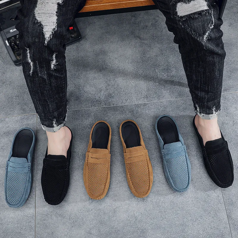 Men's Beanie Shoes, Half-Cup Breathable Toe-Toe Slip-Ons, Slip-On Half-Slippers, Men's Heelless Loafers for Men