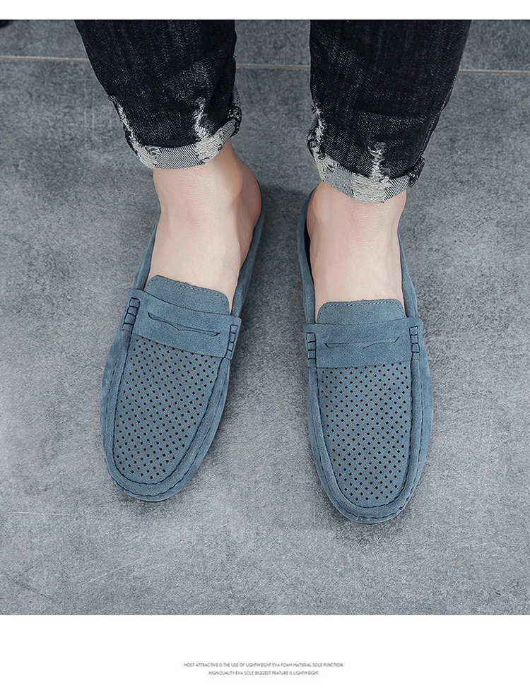 Men's Beanie Shoes, Half-Cup Breathable Toe-Toe Slip-Ons, Slip-On Half-Slippers, Men's Heelless Loafers for Men