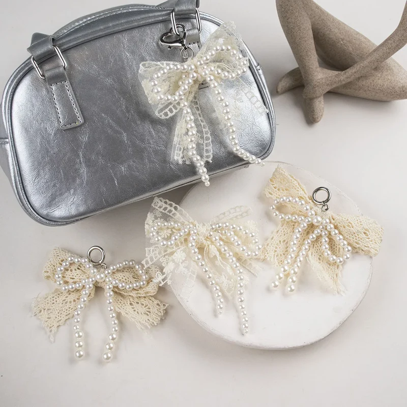 Lace pearl bow Shoe Shoelaces Charms for Sneakers Decorative Shoe Flower Buckle Decorative Shoe Fashion Charm Accessories
