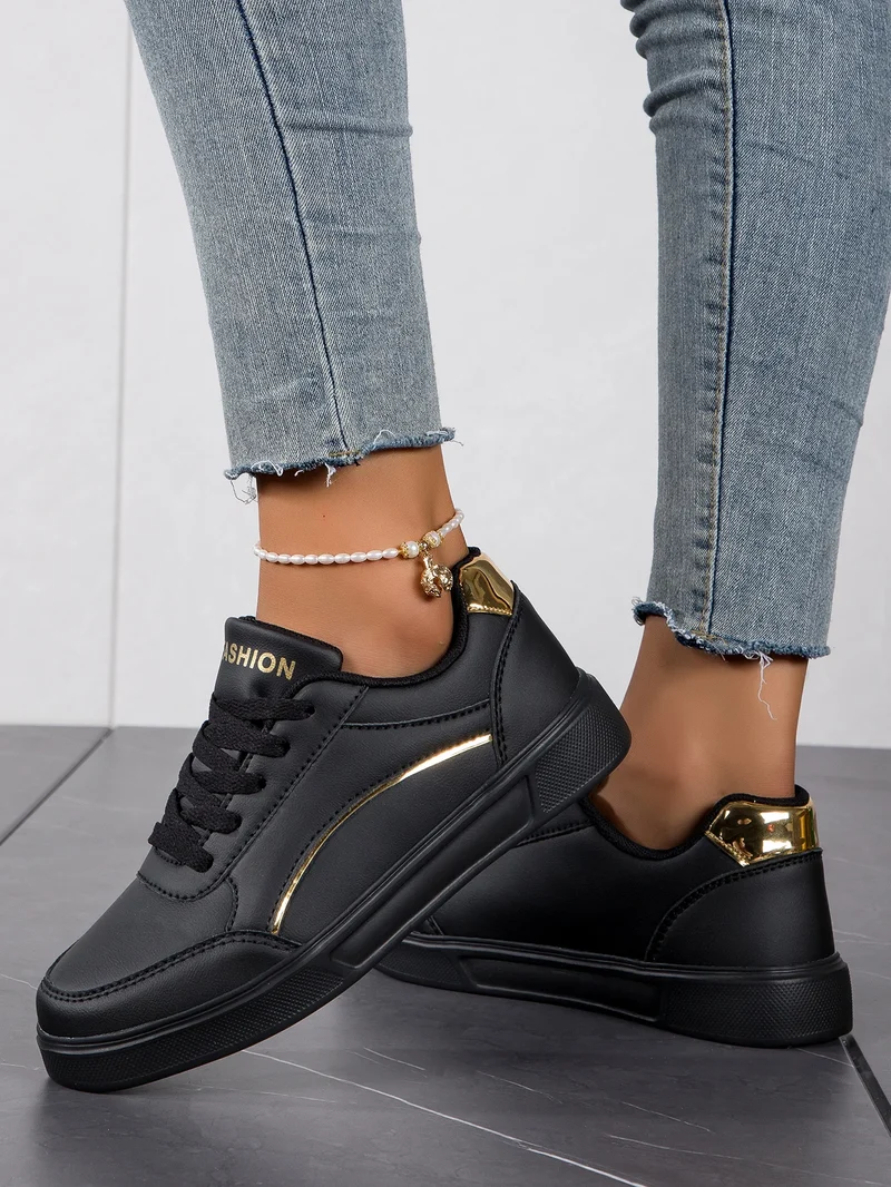 Baasploa Women Casual Sneakers Leather Platform Sneakers for Women Classics Comfort Skateboarding Shoes Non-Slip