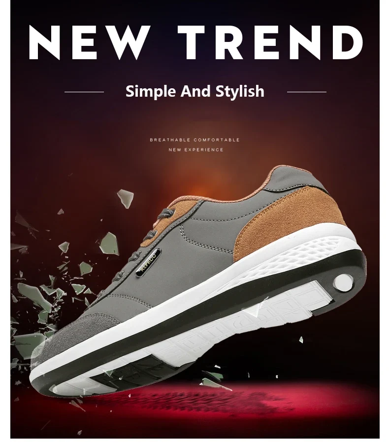 YRZL Men Shoes Spring Autumn Waterproof Walking Sneakers Leisure Male Leather Sports Shoes Non-Slip Footwear Tennis for Men