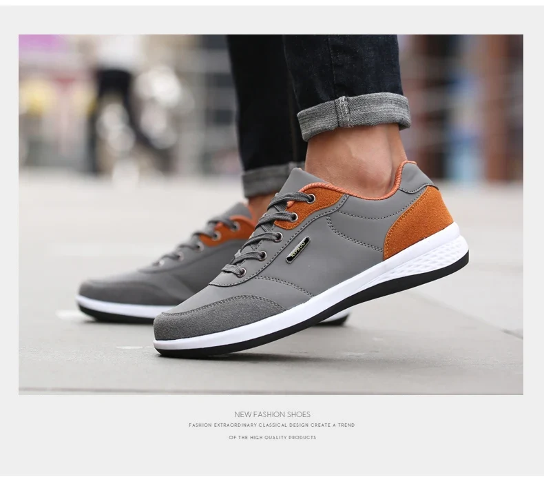 YRZL Men Shoes Spring Autumn Waterproof Walking Sneakers Leisure Male Leather Sports Shoes Non-Slip Footwear Tennis for Men