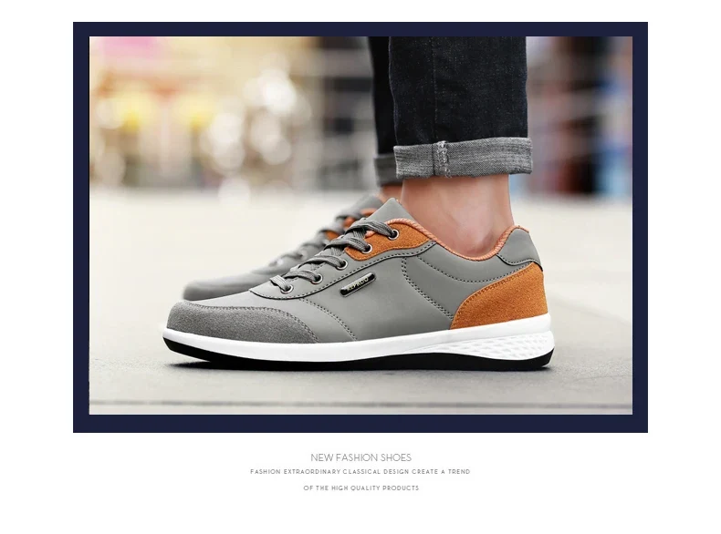 YRZL Men Shoes Spring Autumn Waterproof Walking Sneakers Leisure Male Leather Sports Shoes Non-Slip Footwear Tennis for Men