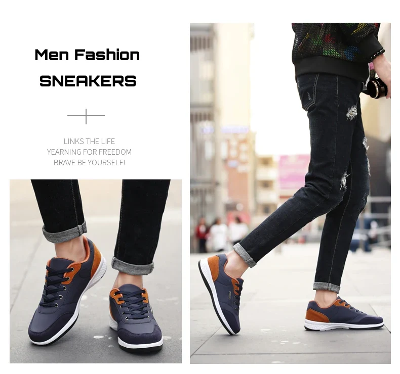 YRZL Men Shoes Spring Autumn Waterproof Walking Sneakers Leisure Male Leather Sports Shoes Non-Slip Footwear Tennis for Men