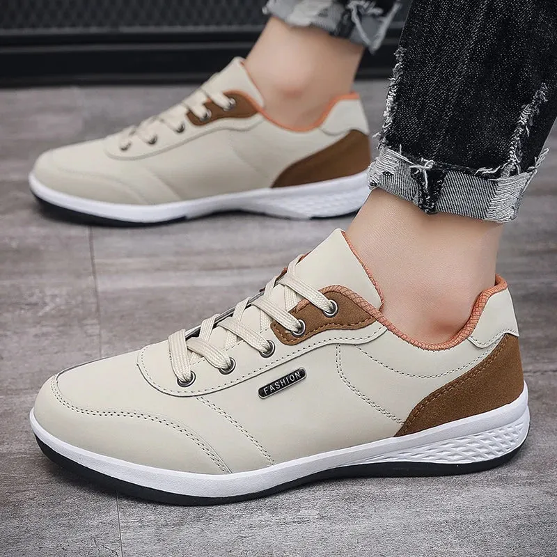 YRZL Men Shoes Spring Autumn Waterproof Walking Sneakers Leisure Male Leather Sports Shoes Non-Slip Footwear Tennis for Men