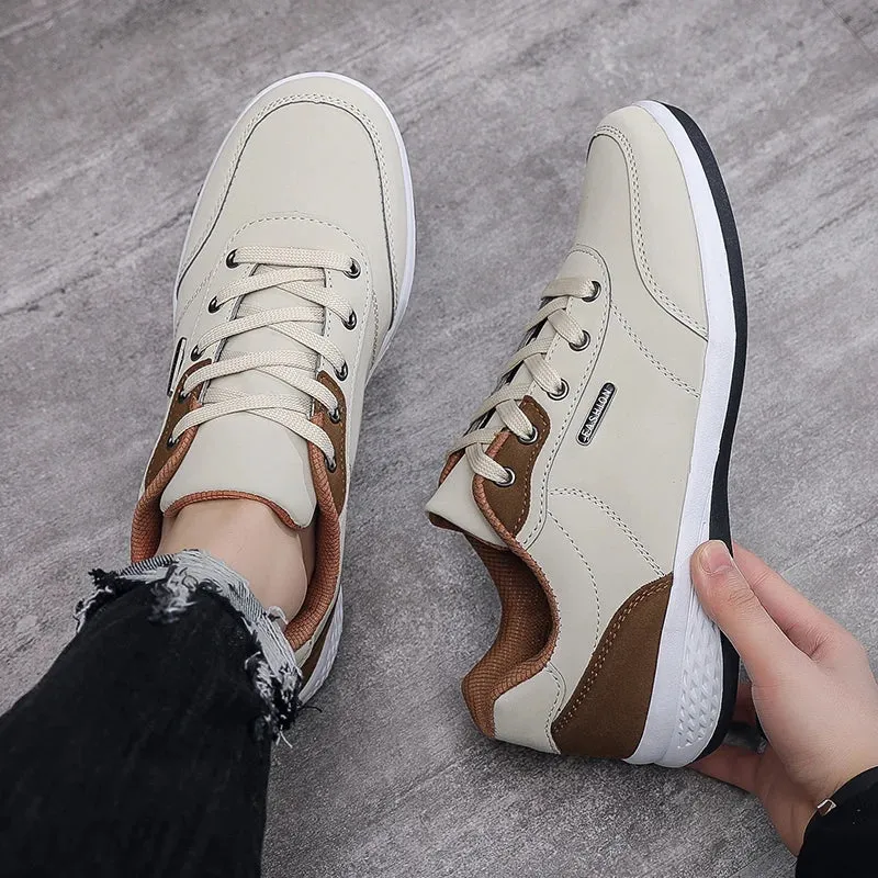 YRZL Men Shoes Spring Autumn Waterproof Walking Sneakers Leisure Male Leather Sports Shoes Non-Slip Footwear Tennis for Men