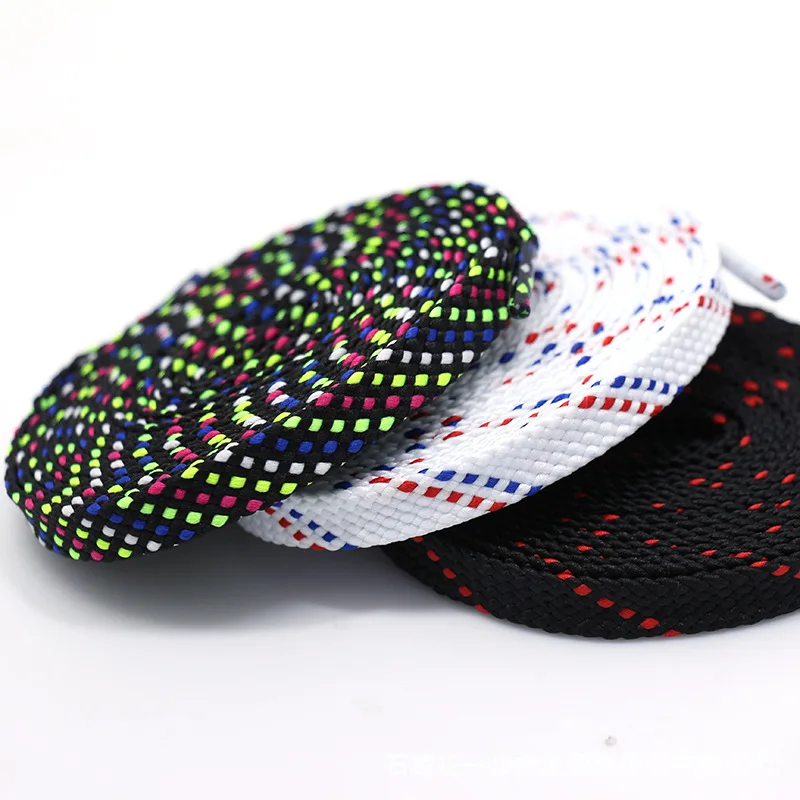 1Pair Mixed Color Shoe Laces Black and White Stripe Double Flat Shoelaces Sneakers Casual Shoes Shoelace