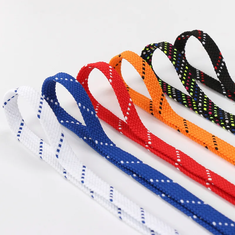 1Pair Mixed Color Shoe Laces Black and White Stripe Double Flat Shoelaces Sneakers Casual Shoes Shoelace