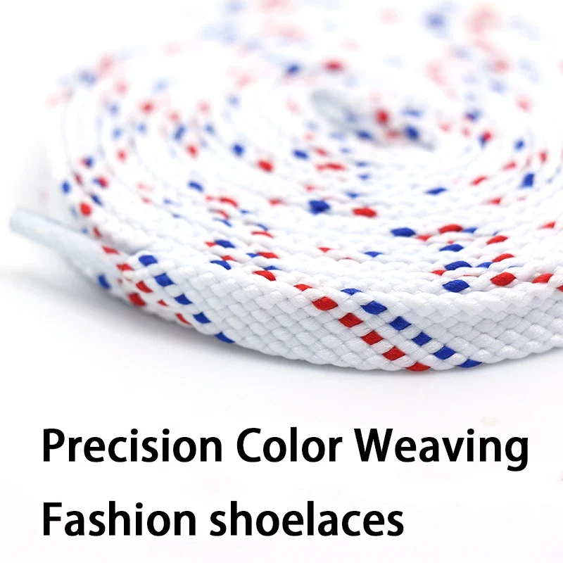 1Pair Mixed Color Shoe Laces Black and White Stripe Double Flat Shoelaces Sneakers Casual Shoes Shoelace
