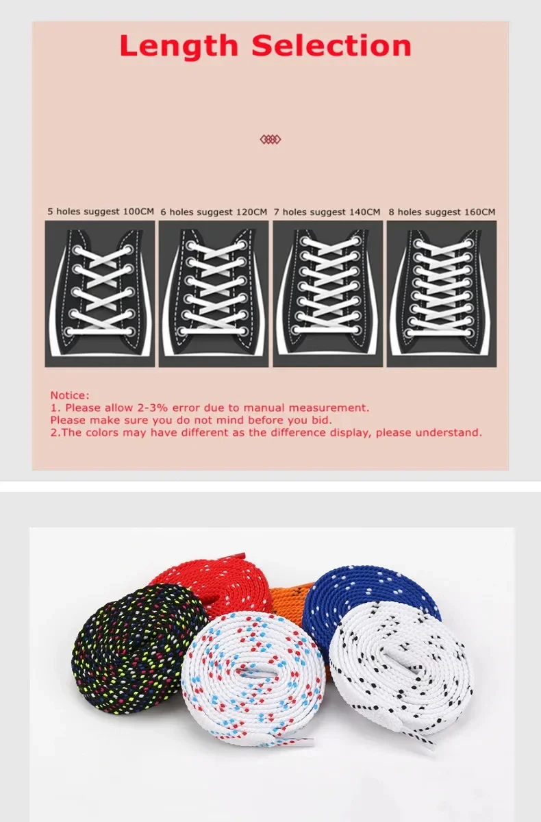 1Pair Mixed Color Shoe Laces Black and White Stripe Double Flat Shoelaces Sneakers Casual Shoes Shoelace