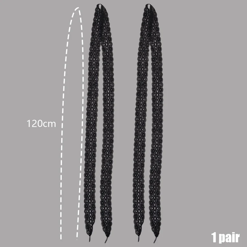 120cm Lace Shoelaces for Women Casual Shoes 3CM Width Flat Shoelace for Sneakers Black White Hollow Out Shoe Laces Accessorices