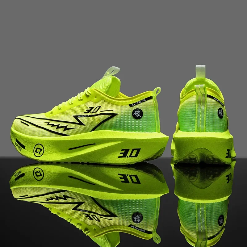 Men's Carbon Board Sneakers Anti-slip Cushioned Comfortable Racing Training Running Shoes Mesh Tennis Shoes Casual for Women