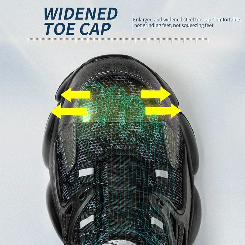 Rotating Button Protective Safety Shoes Men Steel Toe Sneakers Air Cushion Work Shoes Man Puncture Proof Work Safety Boots