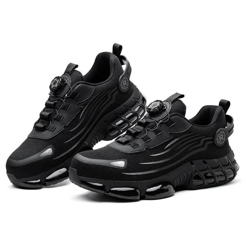 Rotating Button Protective Safety Shoes Men Steel Toe Sneakers Air Cushion Work Shoes Man Puncture Proof Work Safety Boots