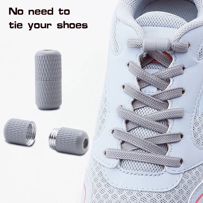 Metal Capsule Buckle Shoelaces without ties Sneaker Flats Elastic Laces Kids Adult Quick Lace On/Off Shoelace 1Pair/2Pair
