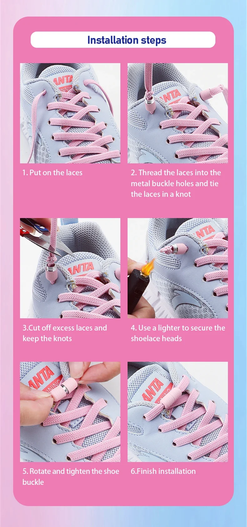 Metal Capsule Buckle Shoelaces without ties Sneaker Flats Elastic Laces Kids Adult Quick Lace On/Off Shoelace 1Pair/2Pair