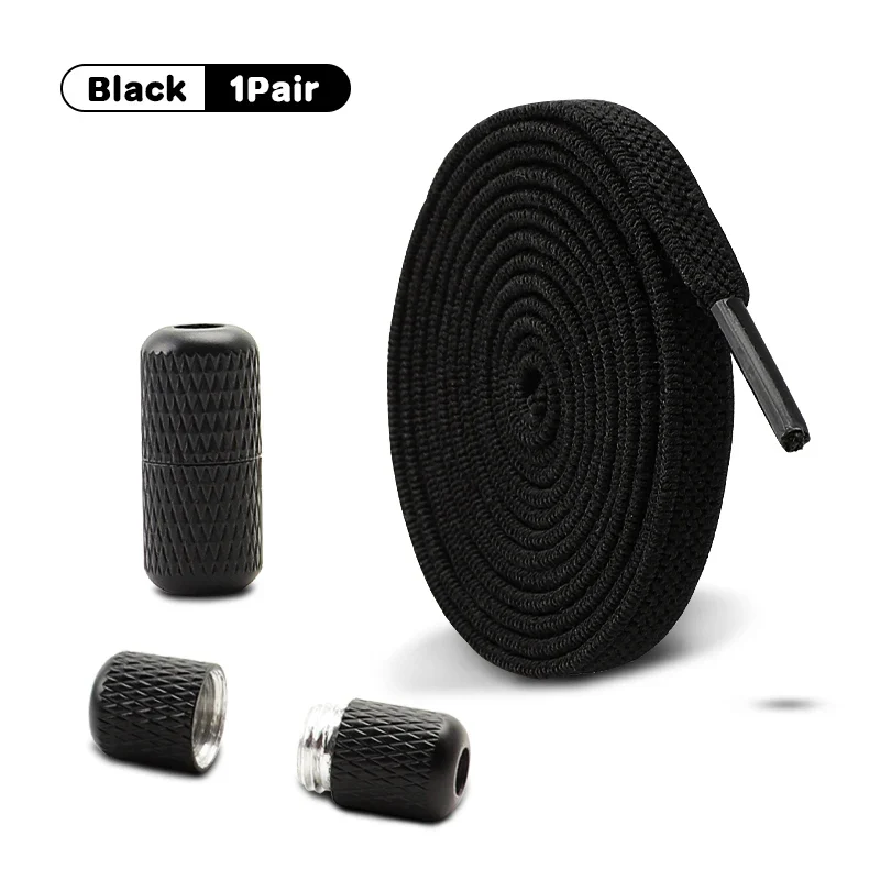 Metal Capsule Buckle Shoelaces without ties Sneaker Flats Elastic Laces Kids Adult Quick Lace On/Off Shoelace 1Pair/2Pair