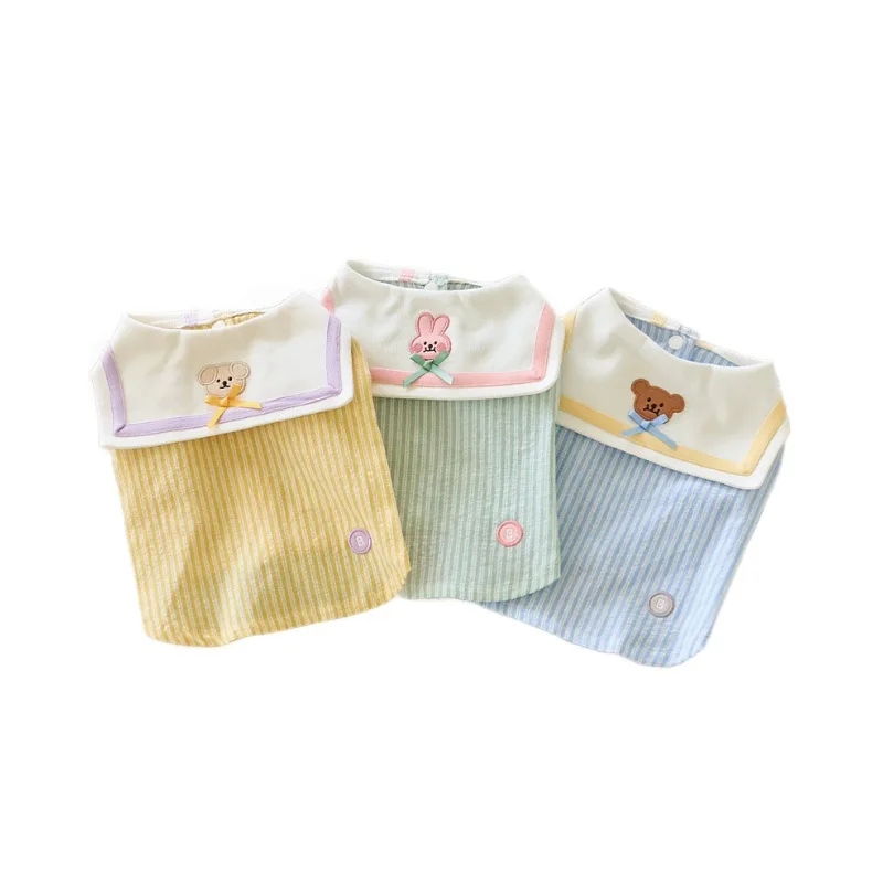 Pet Checkered Vest Cute Bear Two-leg T-shirt Thin and Breathable Shirt Cooling Vest for Dog Puppy Clothes