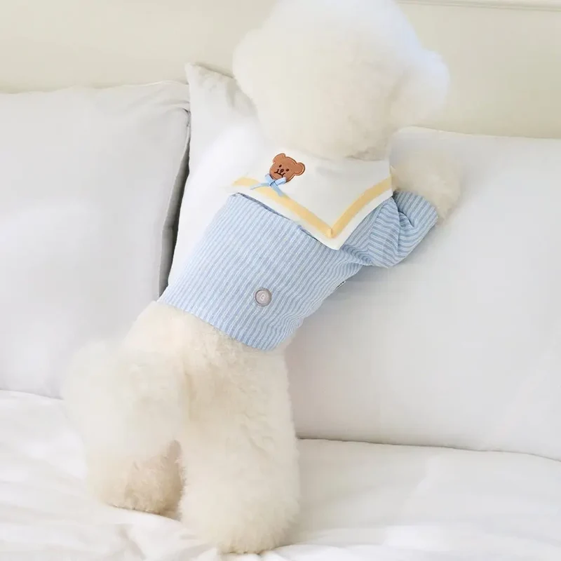 Pet Checkered Vest Cute Bear Two-leg T-shirt Thin and Breathable Shirt Cooling Vest for Dog Puppy Clothes