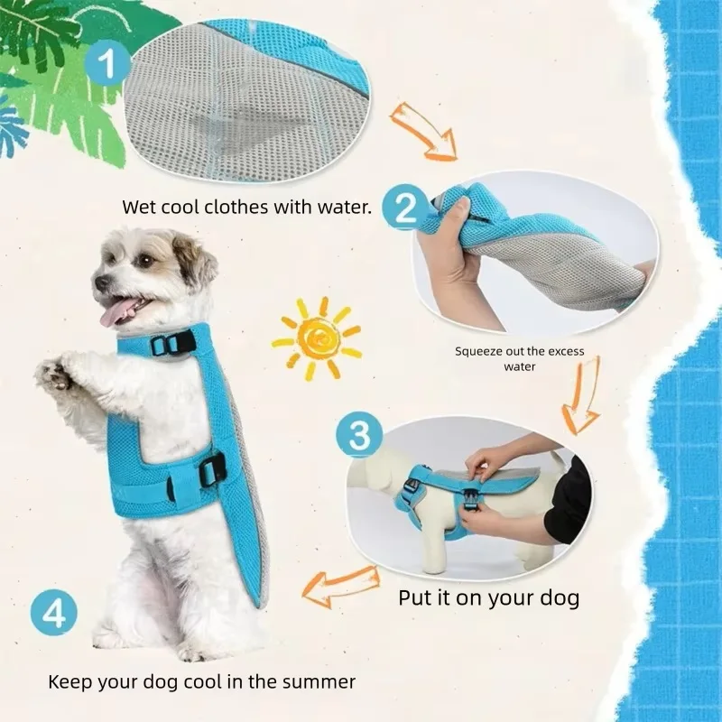 Cooling Vest - Breathable Dog Vest for Hot Summer Days - Adjustable & Lightweight Cooling Jacket with Reflective Strips