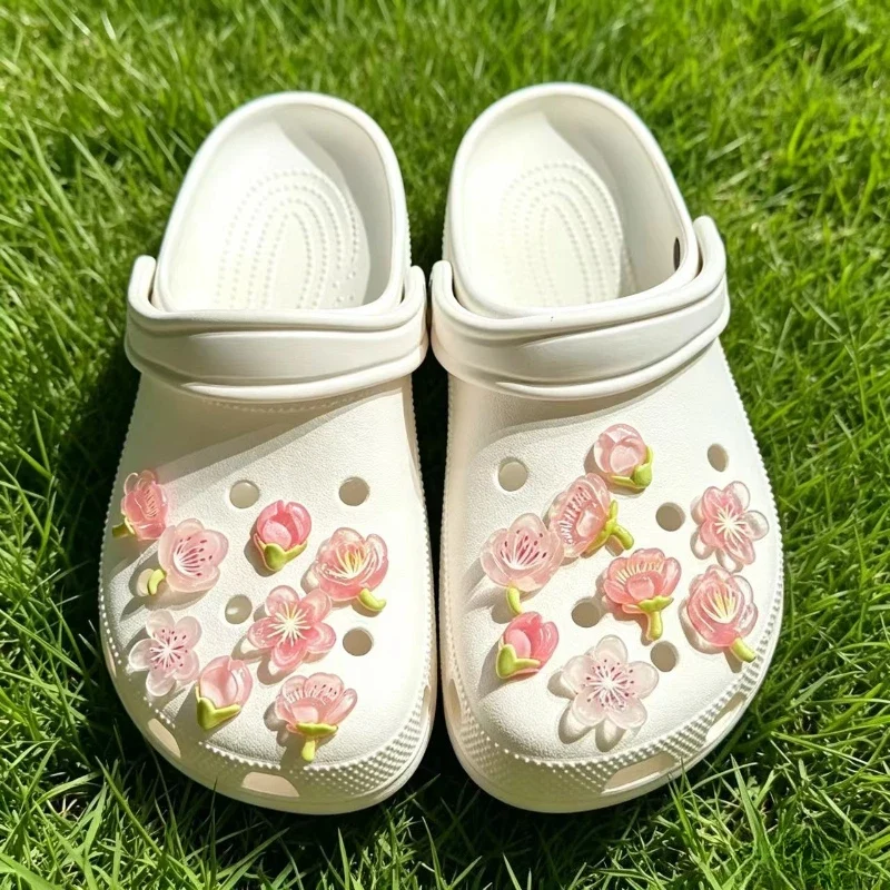 Hot sales Fashion shoe Charms for Iced Cherry Blossoms Clogs Shoe Buckle Cute shoe Accessories Decoration for Girls Gift