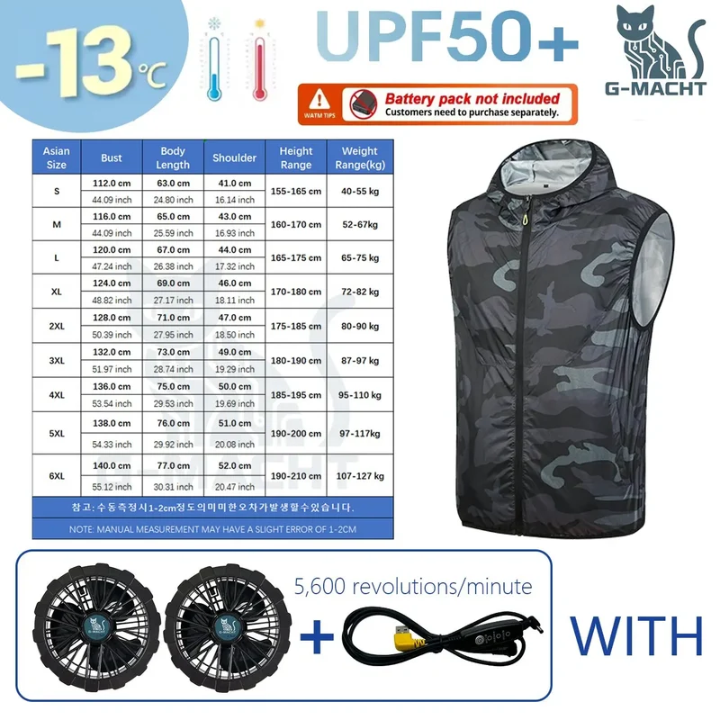 Summer Cooling Vest Men USB Charging Fan Sleeveless Jacket Air Conditioning Clothing Breathable Cool Working Coat for Outdoor Wo