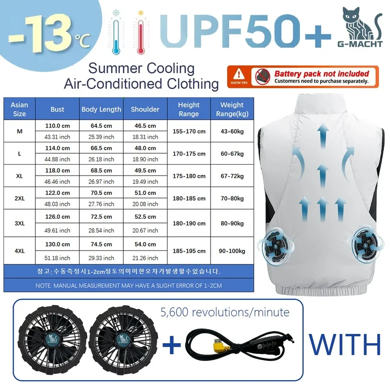 NEWS USB 12V/5V 4Fan Couples Summer Breathable Cooling Vest Sleeveless Fan Air Conditioner Jacket Heat Resistant Outdoor Workwea