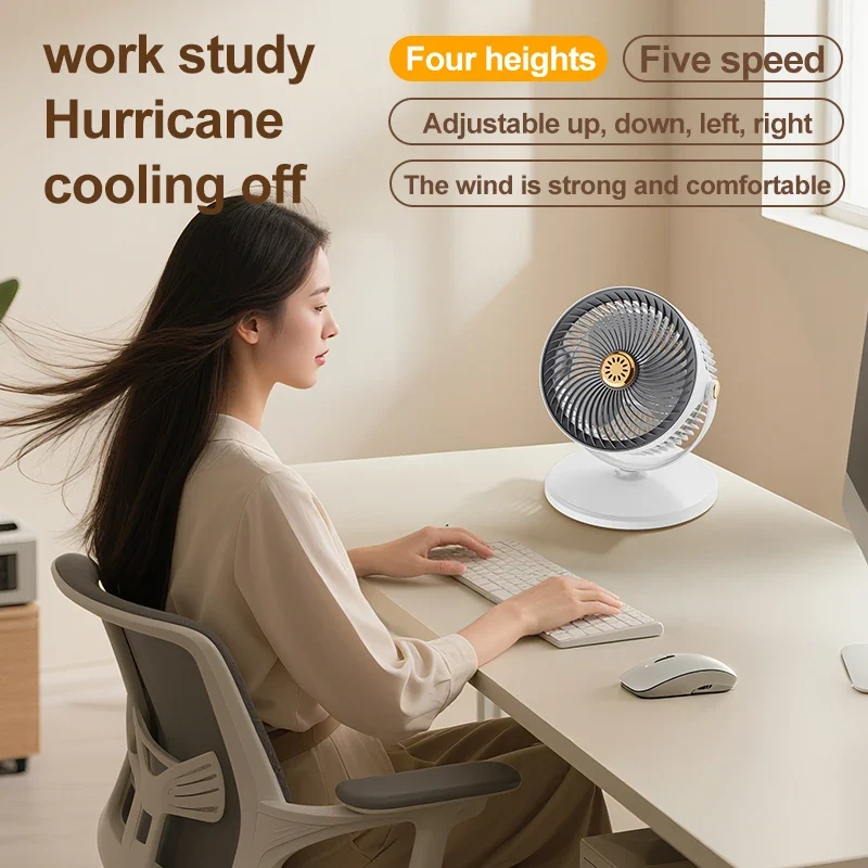 Wireless Fan Height Adjustable Outdoor Travel Camping Long Endurance USB Charging Portable Student Dormitory High Wind Power