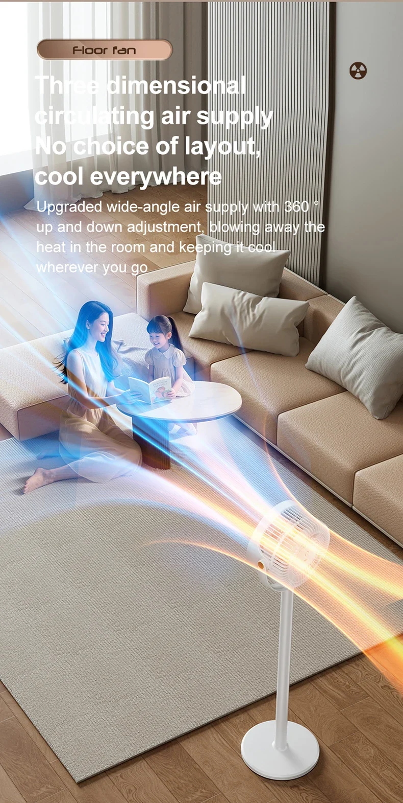 Wireless Fan Height Adjustable Outdoor Travel Camping Long Endurance USB Charging Portable Student Dormitory High Wind Power