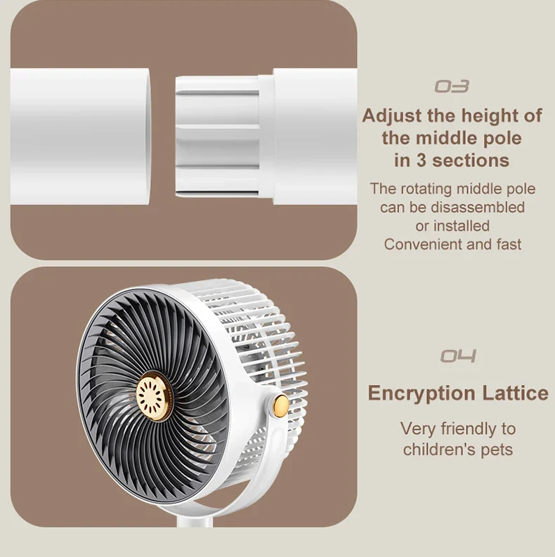 Wireless Fan Height Adjustable Outdoor Travel Camping Long Endurance USB Charging Portable Student Dormitory High Wind Power