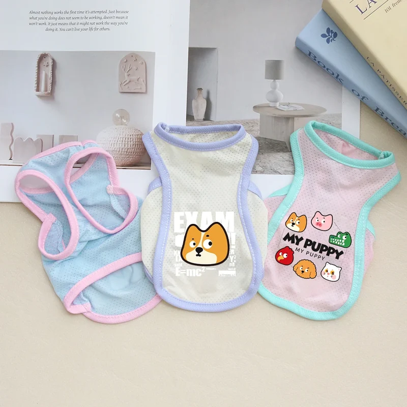 Summer Dog Clothes - Ice Silk Cooling Vest for Pets, Breathable Mesh Puppy Tank Top with Fun Animal Prints, Anti-Heat & UV Prote