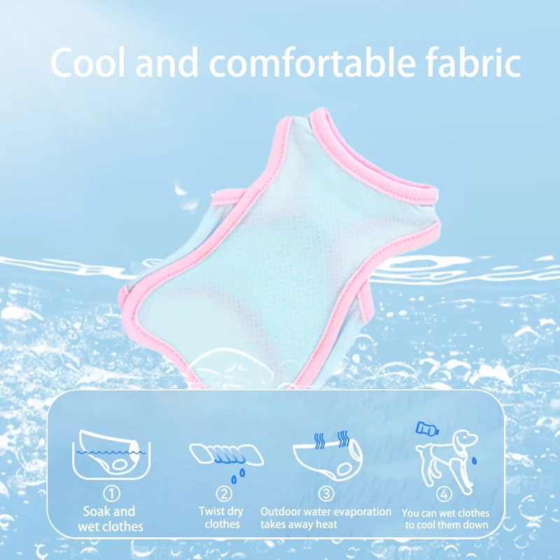 Summer Dog Clothes - Ice Silk Cooling Vest for Pets, Breathable Mesh Puppy Tank Top with Fun Animal Prints, Anti-Heat & UV Prote