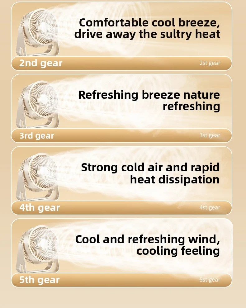 Cordless Electric Fan 3600mah Wireless Portable Air Circulator Fan Desktop Wall Ceiling Air Cooling Cooler Quiet Ventilator