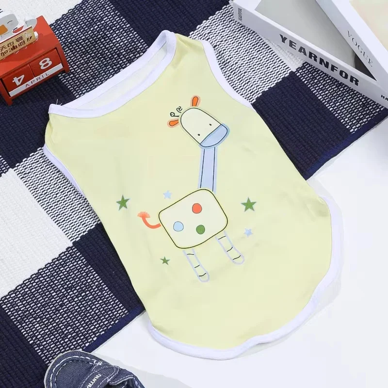 Cute Summer Pet Dog Cooling Vest Cartoon Soft Clothing Summer Casual Shirts Small Medium Large Dogs Puppy French Bulldog Clothes