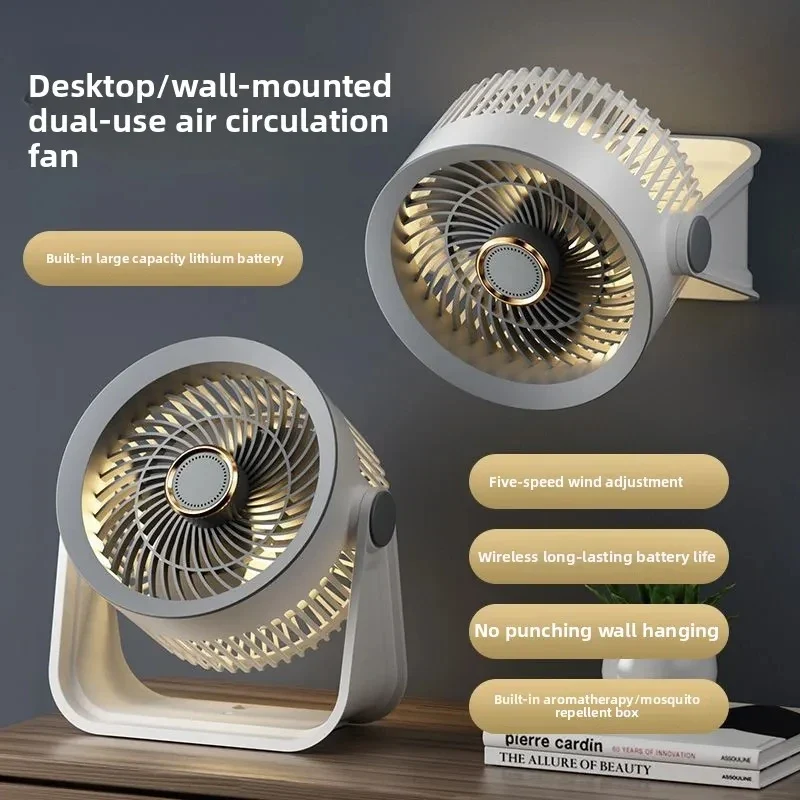 Cordless Electric Fan 4000mah Wireless Portable Air Circulator Fan Desktop Wall Ceiling Air Cooling Cooler Quiet Ventilator
