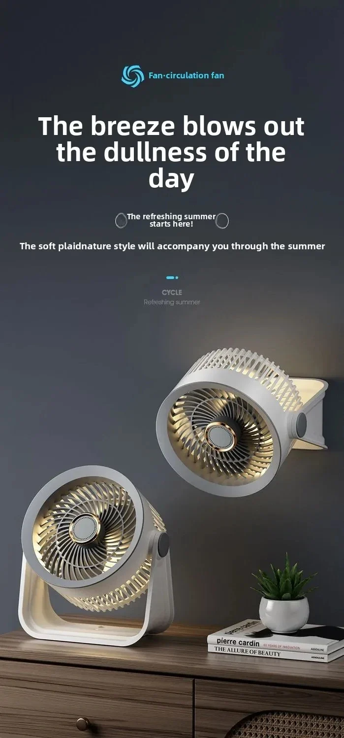 Cordless Electric Fan 4000mah Wireless Portable Air Circulator Fan Desktop Wall Ceiling Air Cooling Cooler Quiet Ventilator