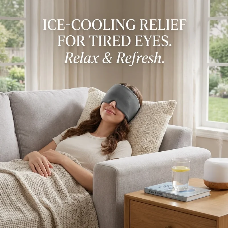 Single‑Sided Gel Ice Headache Relief Hat, Cold Compression Eye Mask, Reusable Portable Cooling Cap for Migraine Pain Home Use