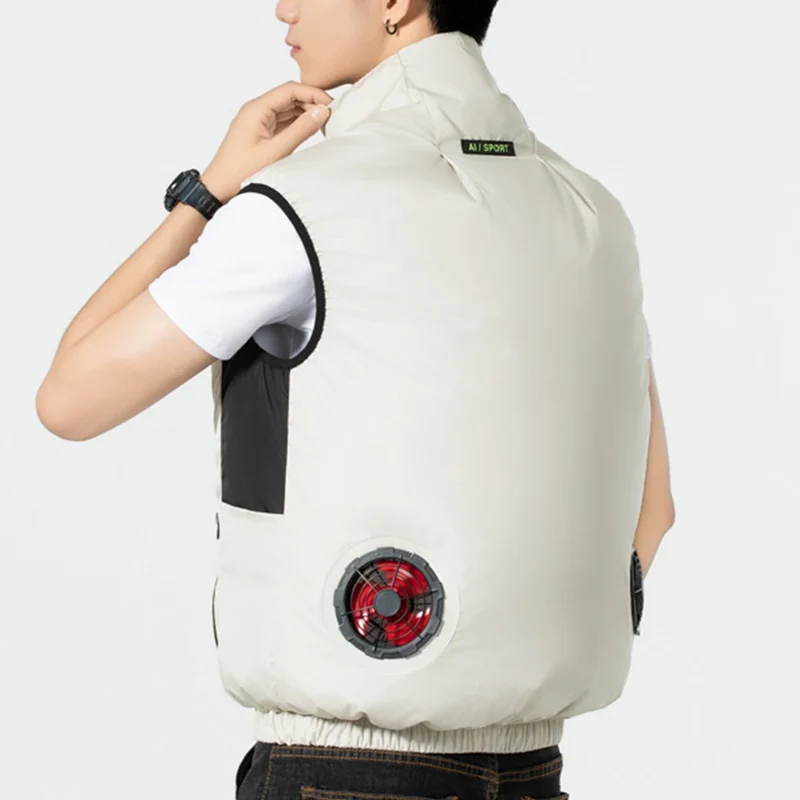Cooling Vest Air Conditioner Clothes Breathable Sleeveless Workwear 3 Gear Wearable Cooling Fan Vest for Summer Camping Fishing