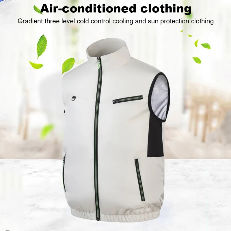Cooling Vest Air Conditioner Clothes Breathable Sleeveless Workwear 3 Gear Wearable Cooling Fan Vest for Summer Camping Fishing