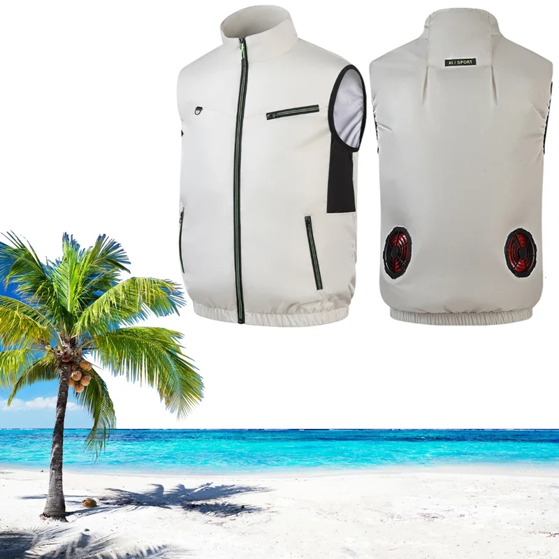 Cooling Vest Air Conditioner Clothes Breathable Sleeveless Workwear 3 Gear Wearable Cooling Fan Vest for Summer Camping Fishing